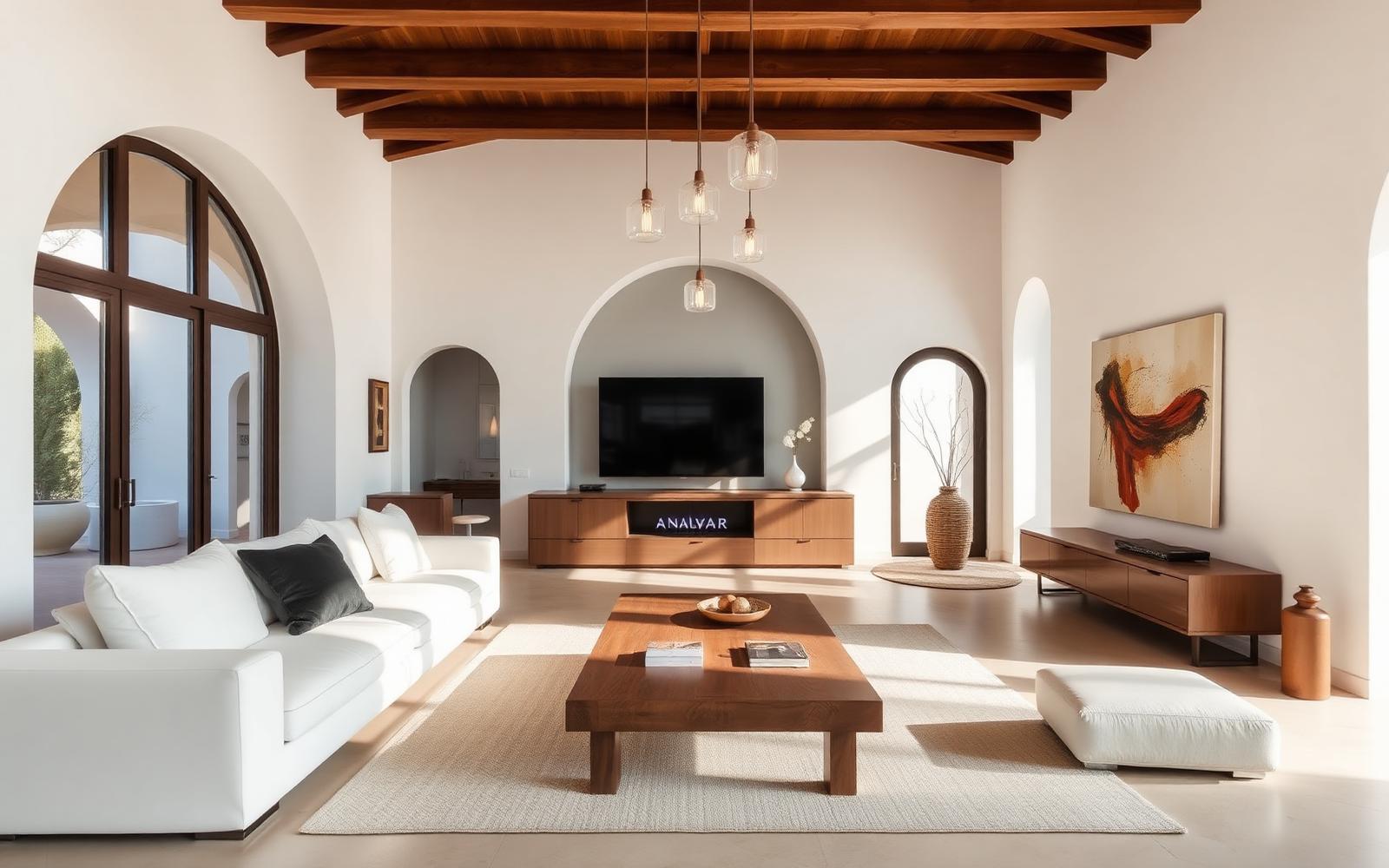 Lichte minimalistische woonkamer in Spanje